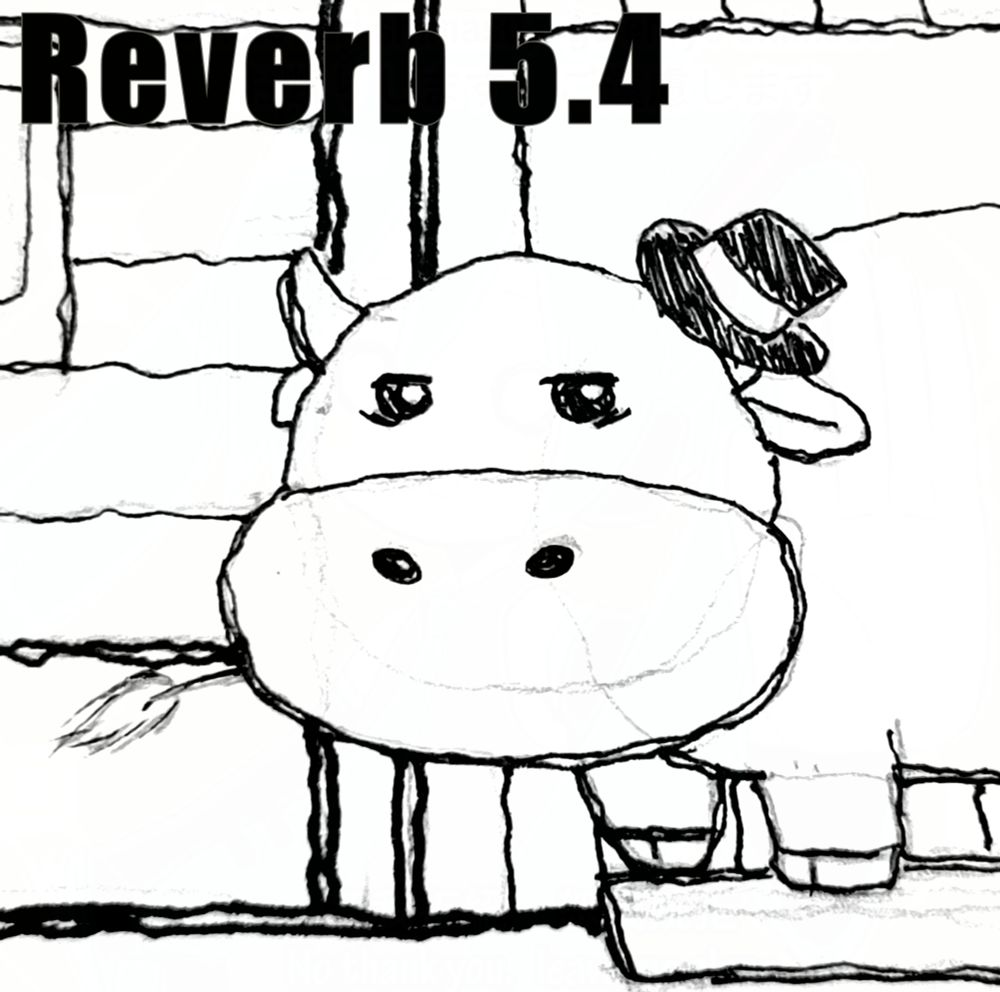 A tired looking cartoon cow entering a barn. A piece of grass hangs from his mouth, and a hat hangs off one of his horns