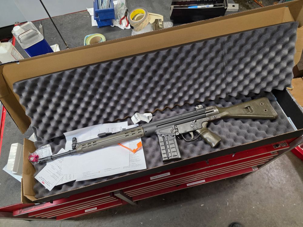My friend sent me a pic of the G3 style battle rifle he bought from Palmetto State Armory 