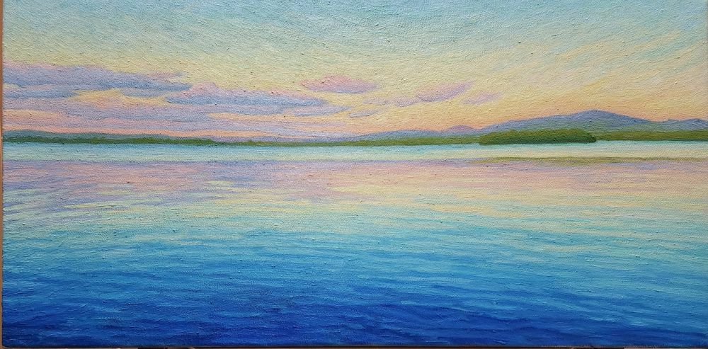 Lake Brome, oil on canvas, 12x24 inches. 