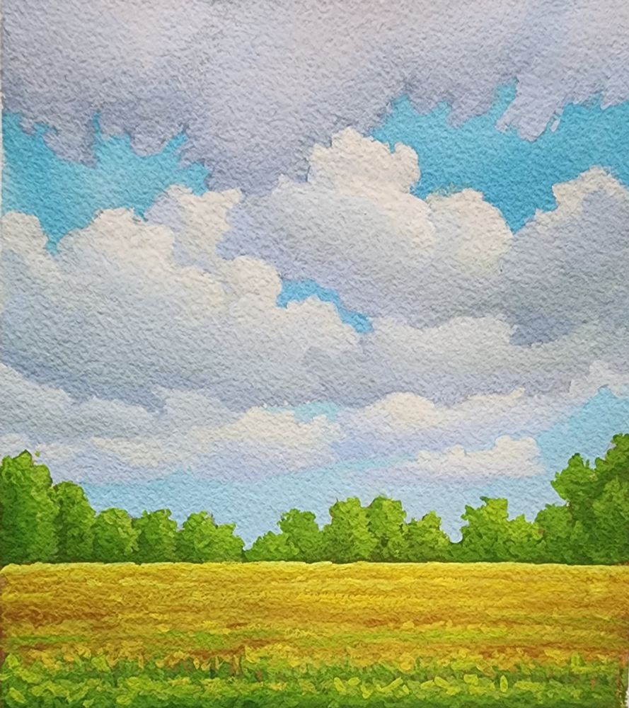 Summer in Knowlton, gouache on cotton paper, 8x10 inches 