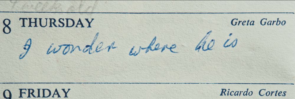 Diary entry reading 'I wonder where he is'