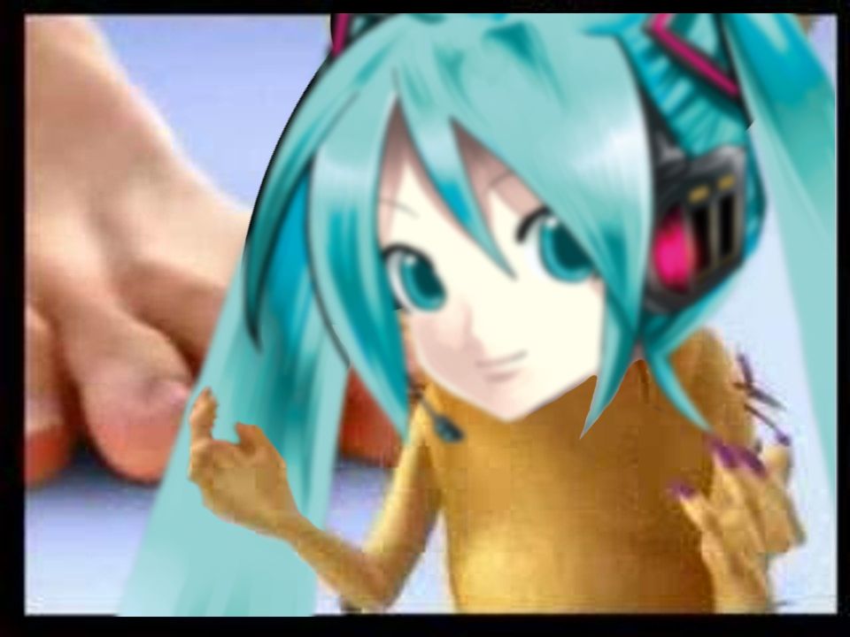 La tête de Hatsune Miku sur la mascote de la pub Novartis pour un produit pour les mycoses