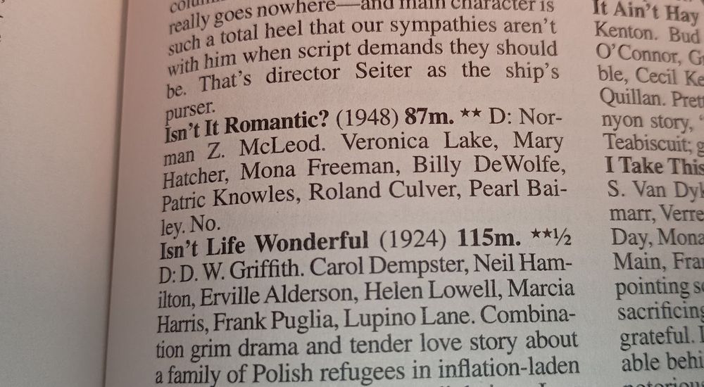 Isn't It Romantic? (1948) 87m. ** 
Director: Norman Z. McLeod. 
Veronica Lake, Mary Hatcher, Mona Freeman, Billy DeWolfe, Patric Knowles, Roland Culver, Pearl Bailey.
No.
