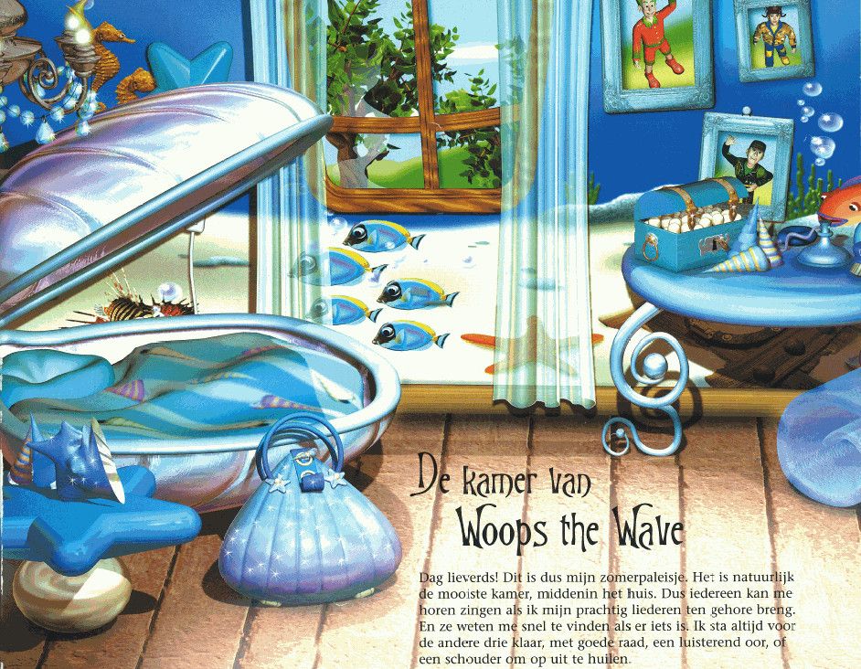 The room of Woops the Wave, appropriately themed with fishes and shells and sunken treasure