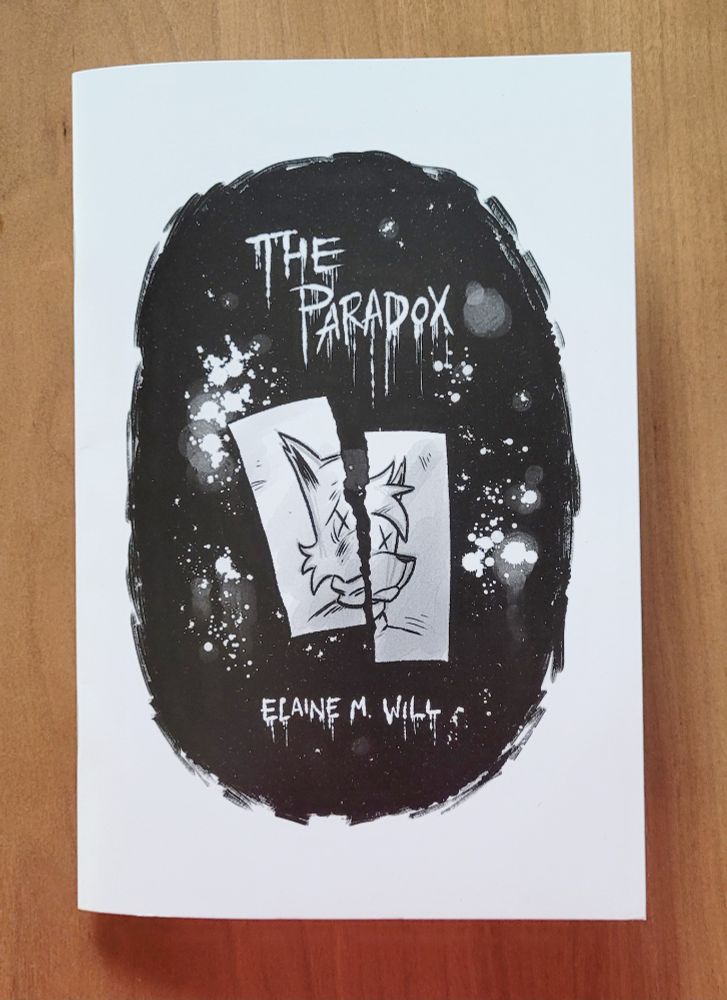 The Paradox, by Elaine M. Will. The cover depicts a drawing, torn in half, of an anthropomorphic cartoon cat character with X'ed out eyes.