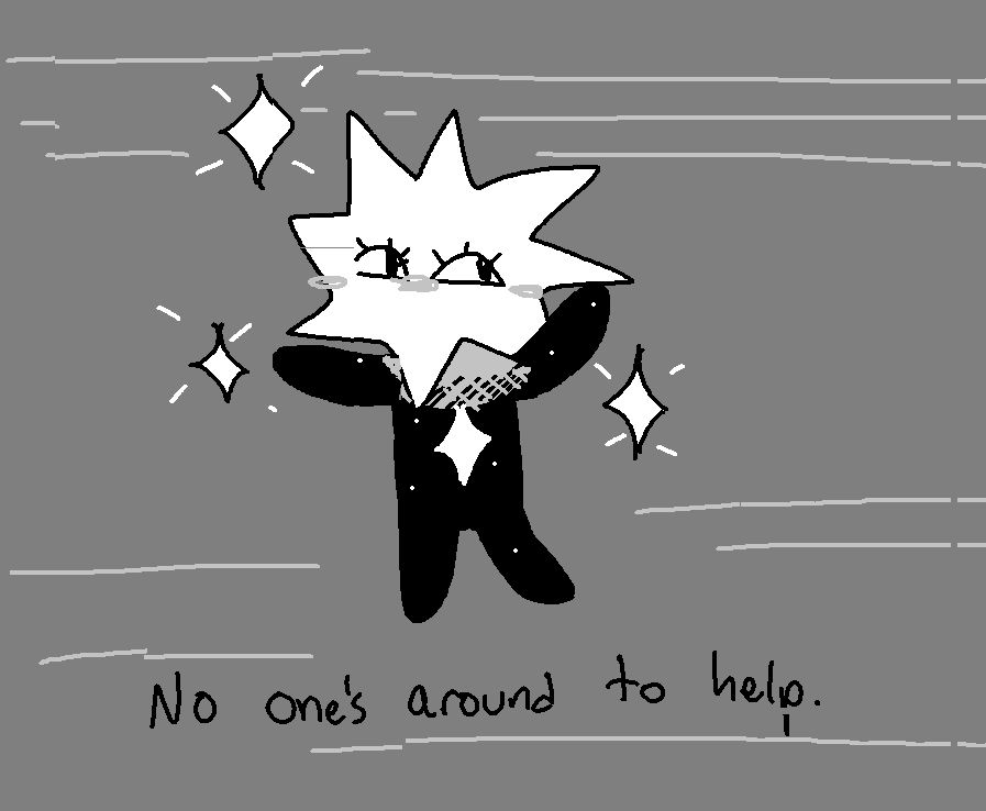 Loop is doing a dance similar to the one Hat Kid does in A Hat In Time. The text "No one's around to help" is written below. 