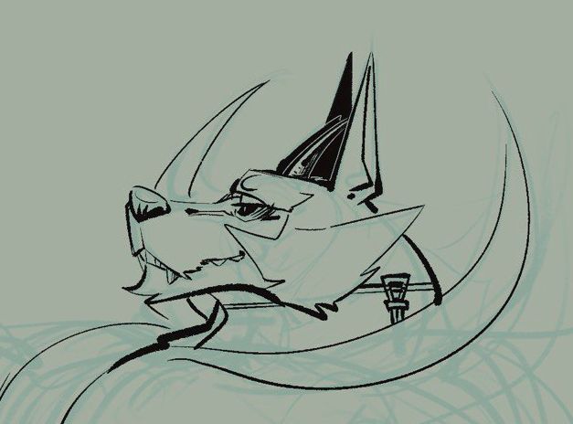 Male anthro wolf headshot. Digital inks.