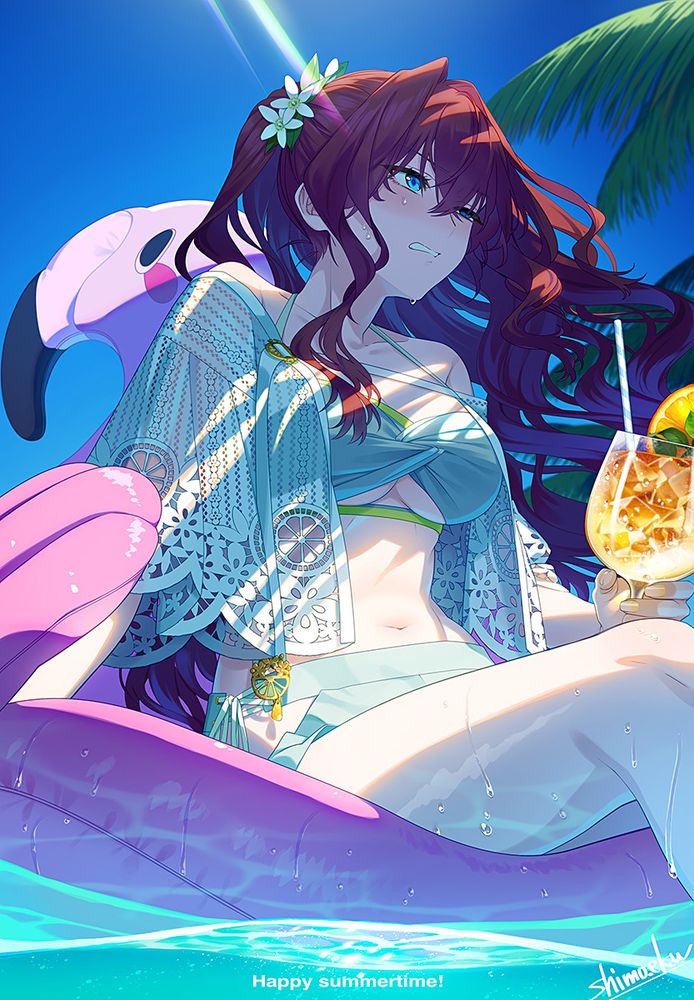 霜枝kwちゃんの暑中見舞いイラストです。