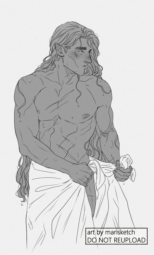 Same as previous image but Ryou's hair and body are filled in the same shade of grey and there is no shading, only blush.