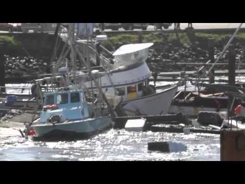Tsunami destroys Crescent City Harbor 3/11/11 (HD)