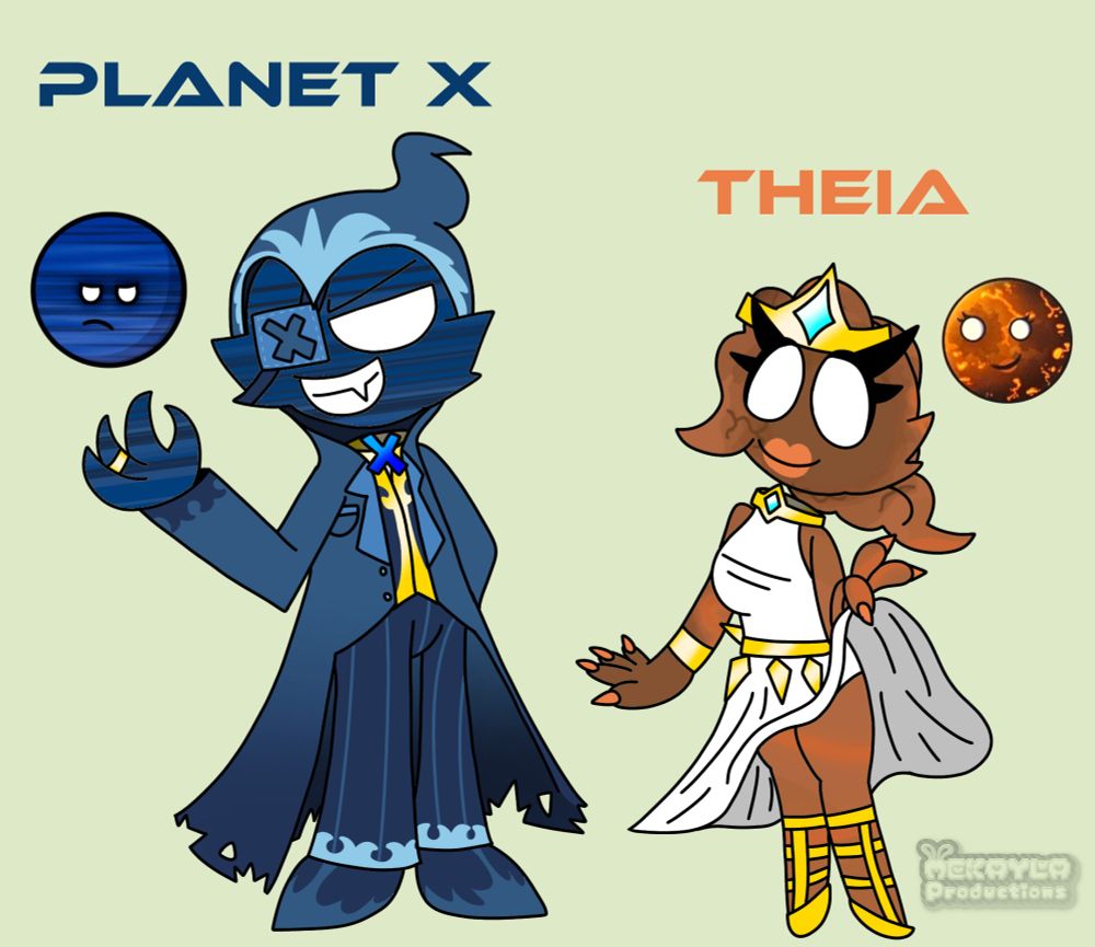 The humanized hypothetical planets Planet X and Theia.