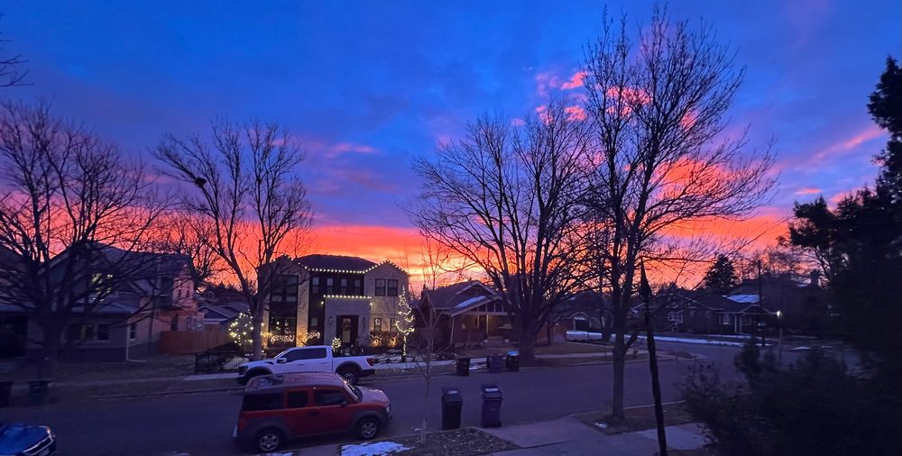 Colorful sunrise in neighborhood 