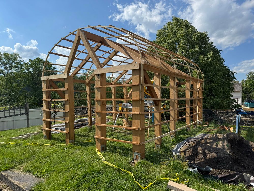 Grape arbor with white oak arches