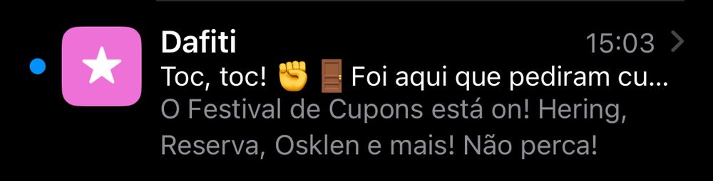 Print de um email marketing da Dafiti
Cabeçalho: toc, toc! ✊🏻🚪 foi aqui que pediram cu…