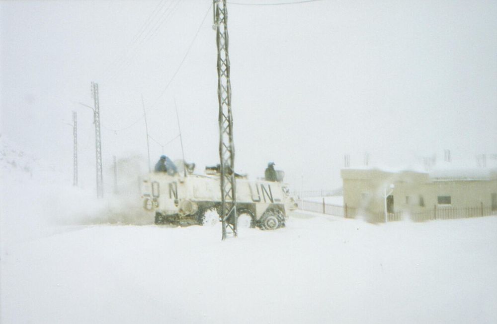 Finnish UNIFIL Sisu Pasi in the snow, close to the Israeli border in South-Lebanon, 1998