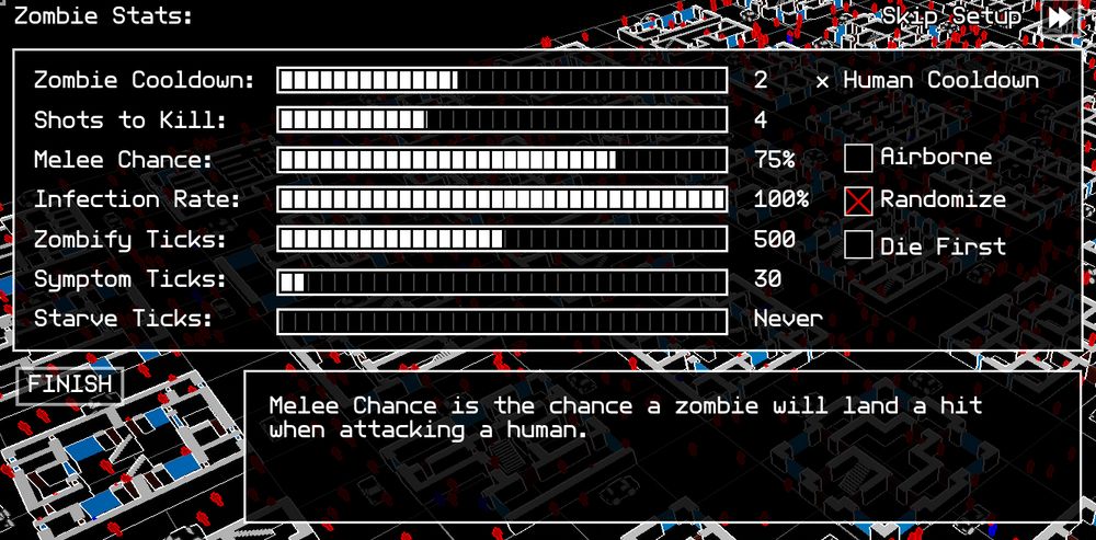Screenshot from DeadOS showing the new Melee Chance addition to the Zombie Stats.