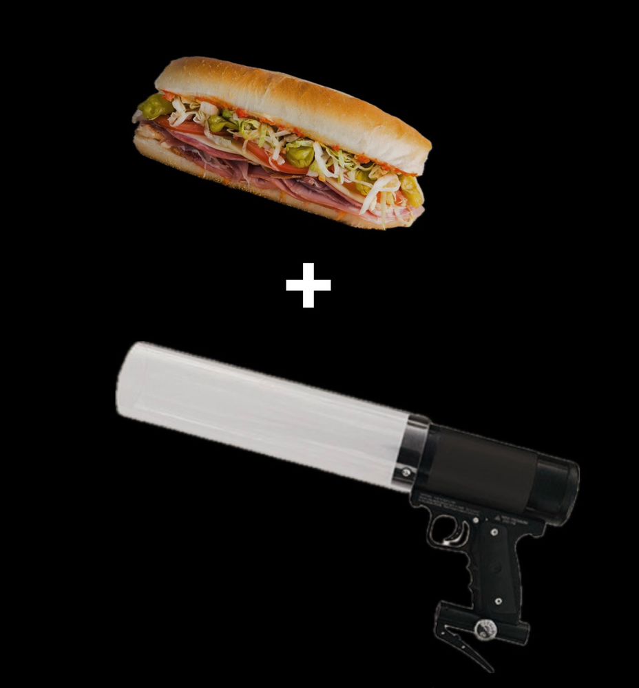 A Sub Sandwich and a T-shirt cannon