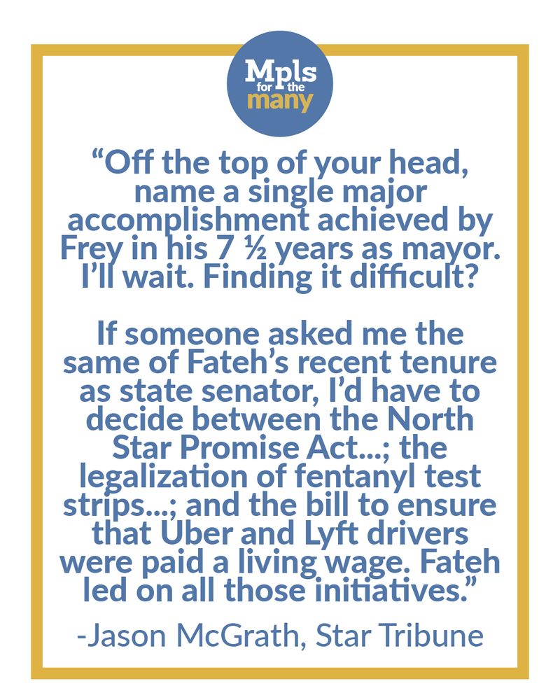 Mpls for the Many logo at the top with the following text below: 