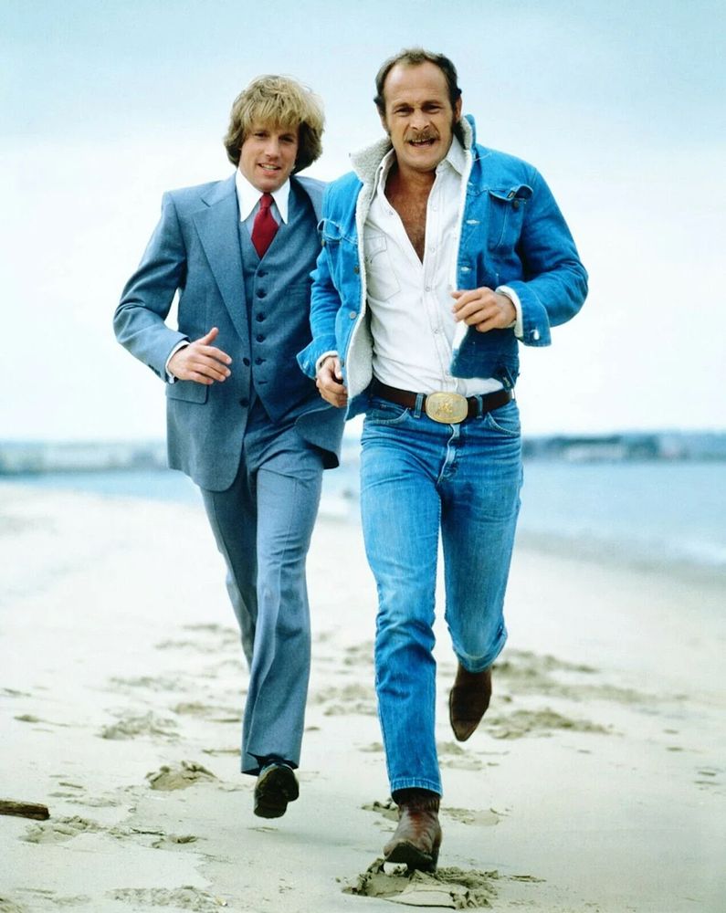 Jamison Parker and Gerald McRaney are A.J. and Rick Simon, private detectives on the television show, Simon & Simon.