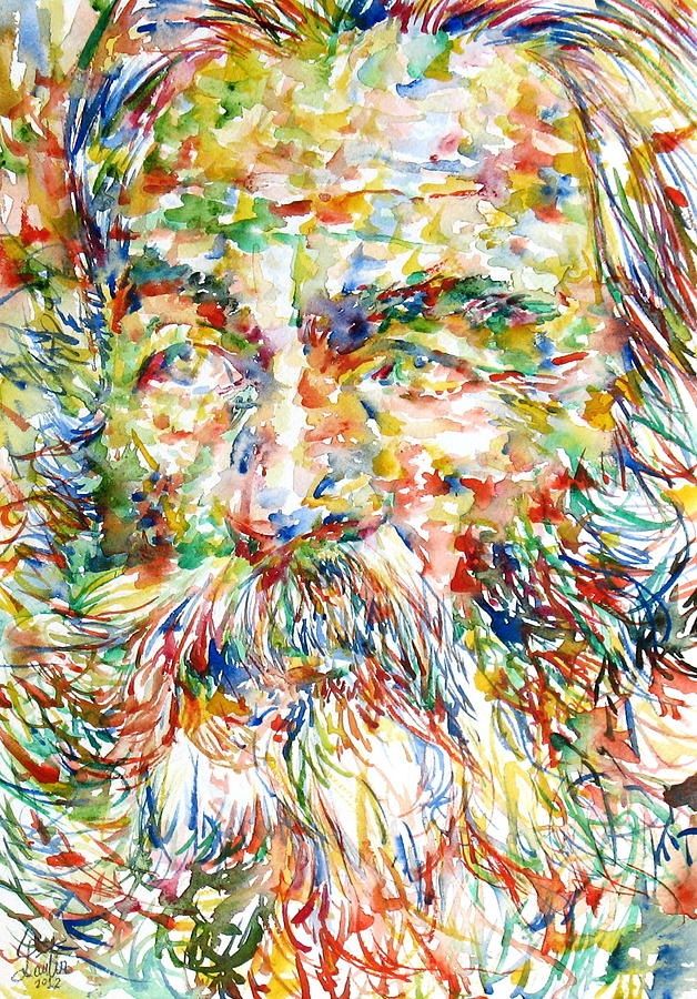 An impressionist style portrait of Walt Whitman