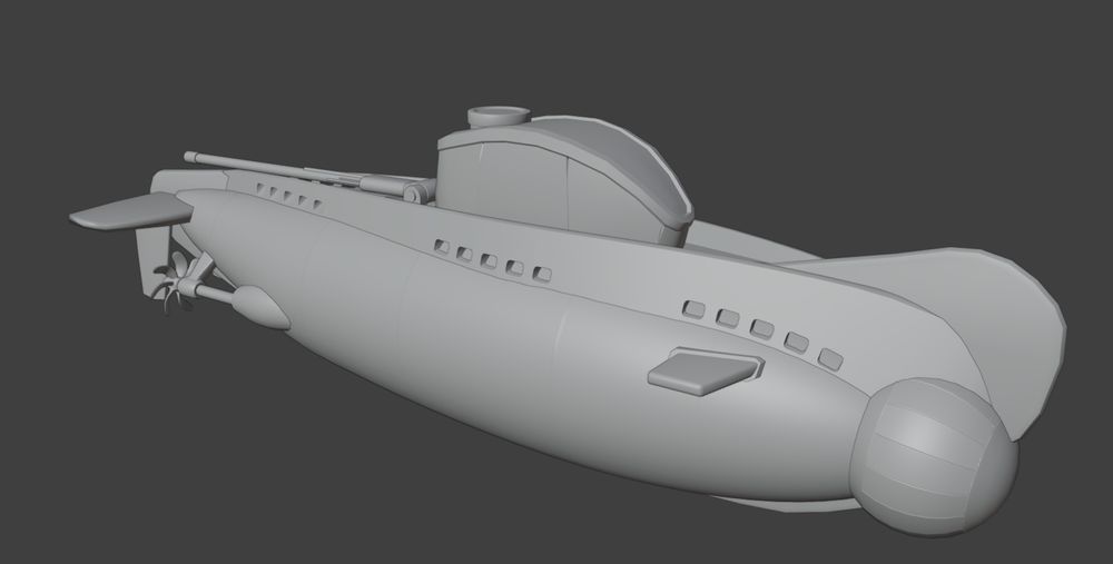 Submarine exterior 3D view
