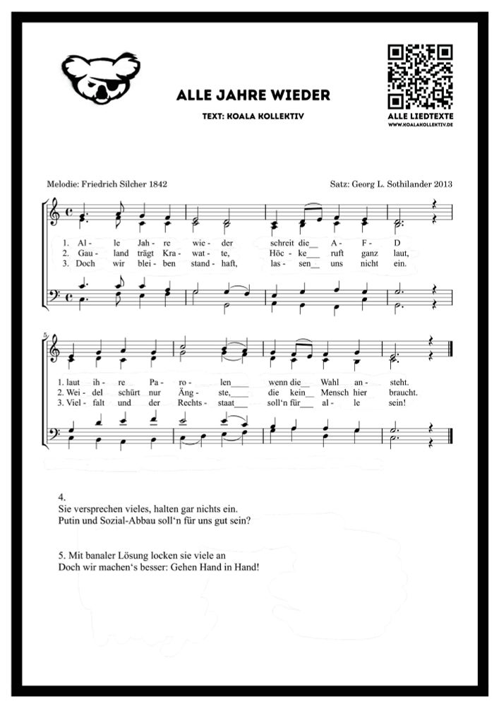 Umgedichtete Version von Alle Jahre wieder 