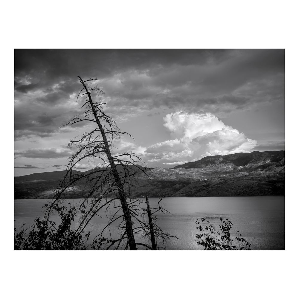 Spectacular clouds hover over Okanagan Mountain Park, July 2025. The photo was taken in July 2025 with a Leica M246 Monochrom and a 35mm lens.
