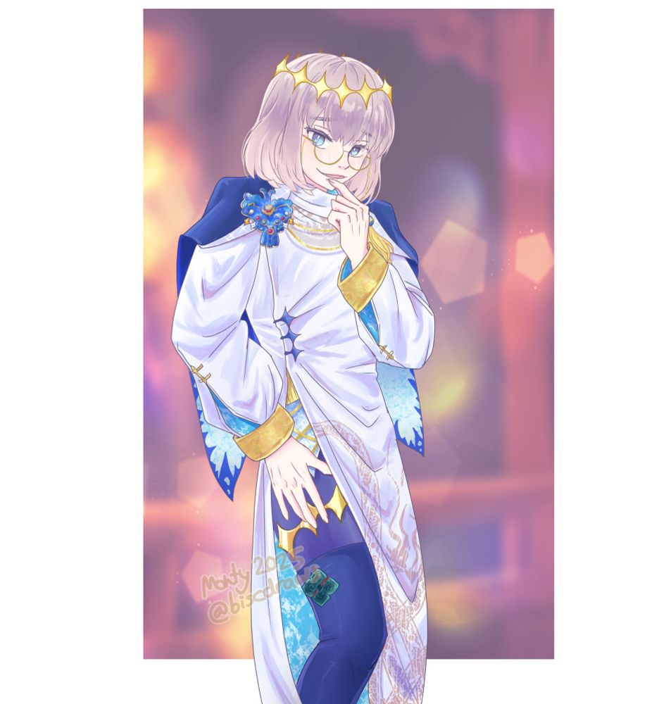 Oberon with the high slit kneehigh boot thigh garter round glasses combo, why’s he like this 