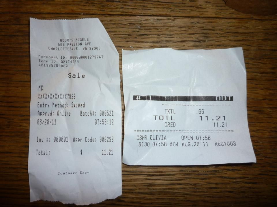 14-year-old Bodo's receipt, customer #1
