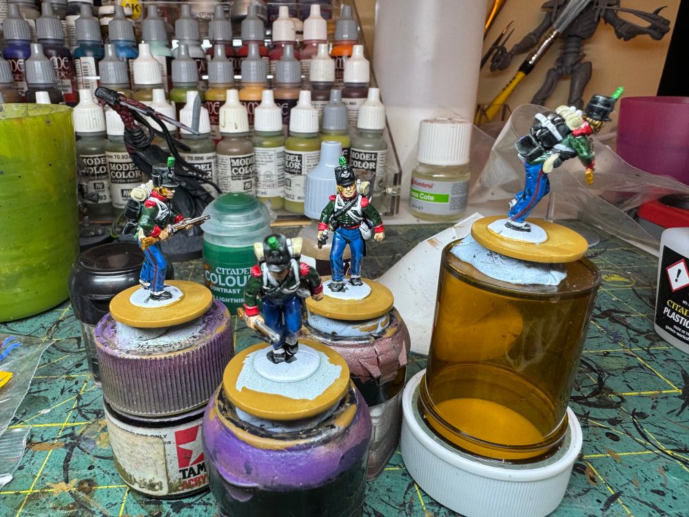 Painted Perry plastic models representing 60th Rifles. 28mm scale. 
