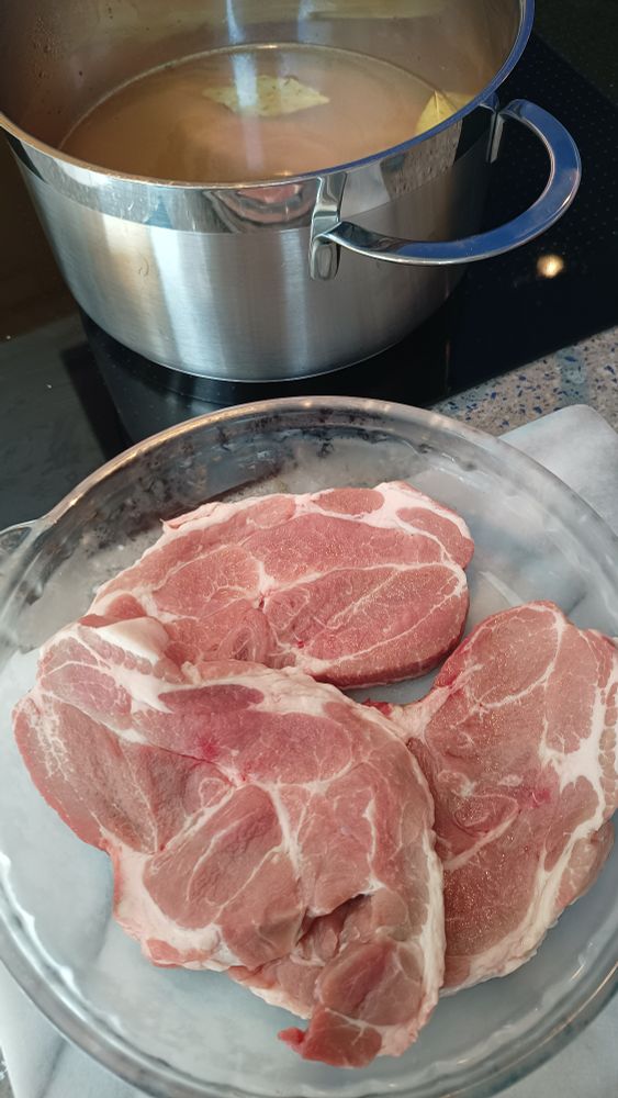 Pork shoulder chops, gently simmered in spices