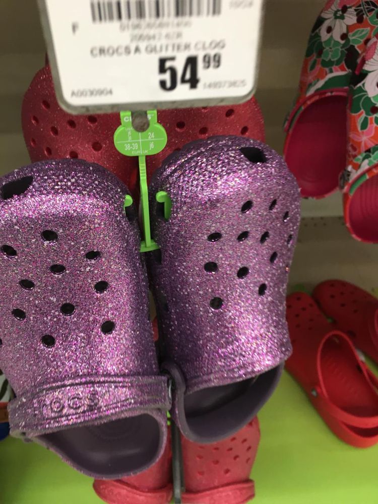 Silver glitter crocs