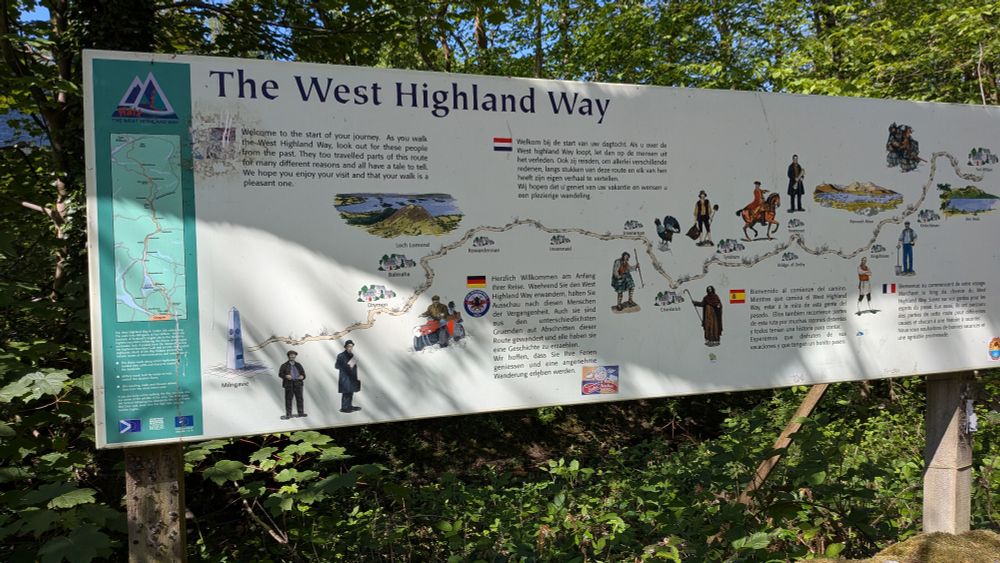 chart dispaying the route of the west highland way