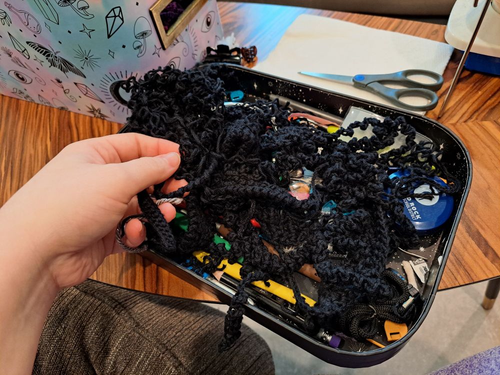 A small pile of yarn. 