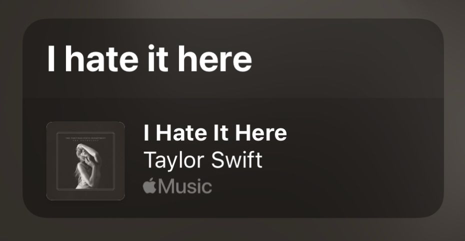 I hate it here
I Hate It Here
Taylor Swift
Music