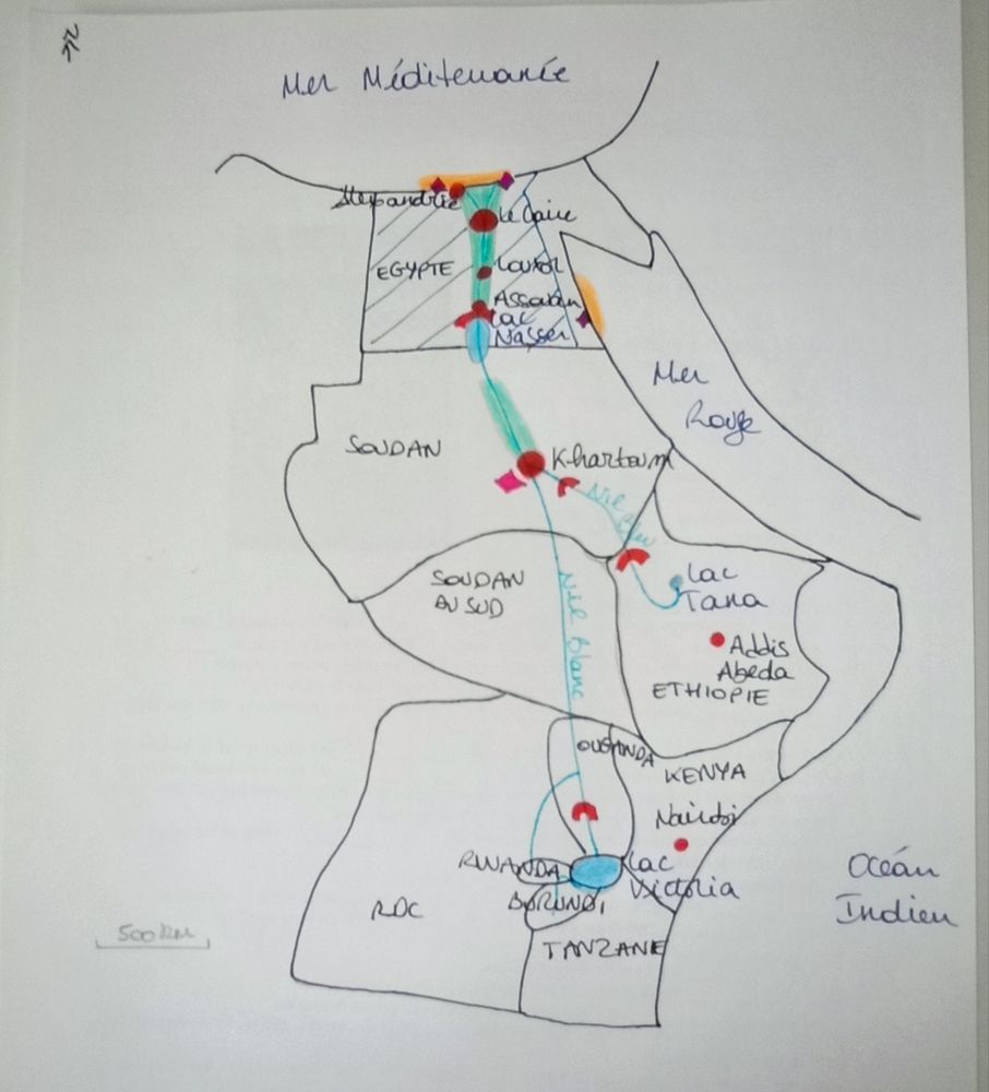Croquis maison sur le Nil, espace convoité 