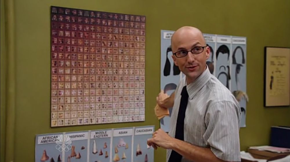 Dean Pelton showing off the human color wheel in an episode of Community.