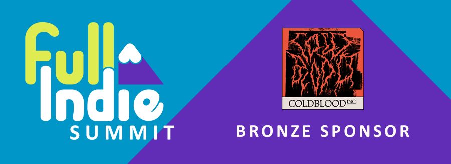 A graphic featuring the Full Indie Summit and Coldblood Inc's logos along with the text "Bronze Sponsor"
