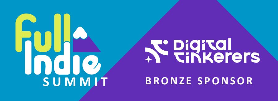 Graphic depicting the Full Indie Summit and Digital Tinkerers logo with the text "Bronze Sponsor"