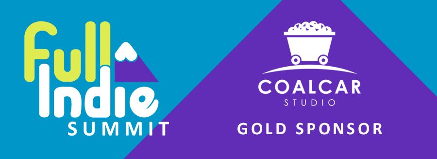 Full Indie Summit graphic with Coal Car's logo and the words "gold sponsor"