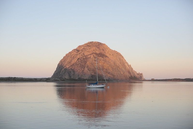 Picture. Boat anchored at Morro Bay, CA.