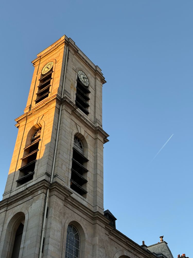 Picture. Blue sky over Église Saint Jacques du Haut Pas, Paris.