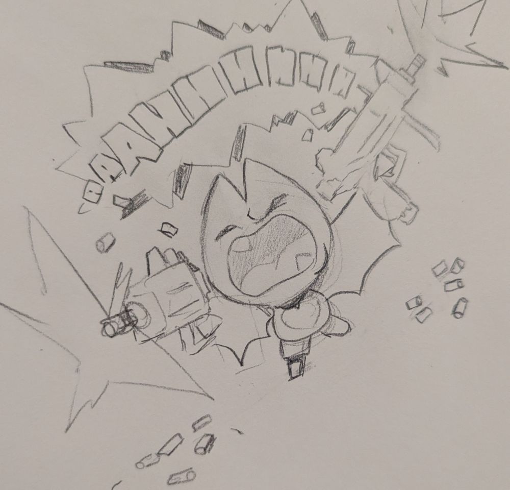 Adorabat dual wielding uzi machine guns