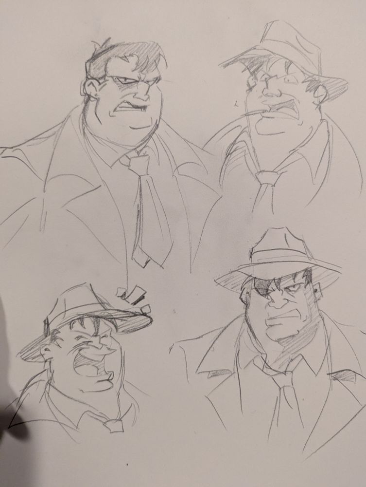 4 portraits of Harvey Bullock from Batman TAS