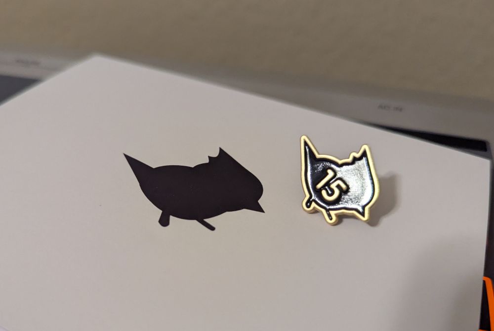 A 15th anniversary Titmouse pin