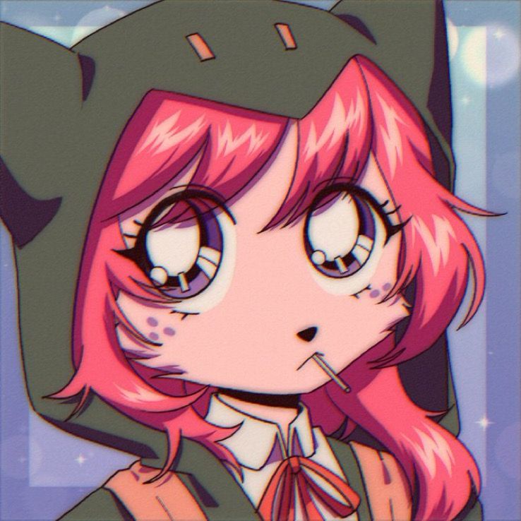 Old anime style Puffin wearing Chiaki Nanami’s outfit from Danganronpa.