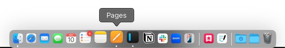 Screenshot of a MacOS application bar. 