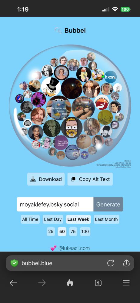 Bubble for interactions with people from last week.