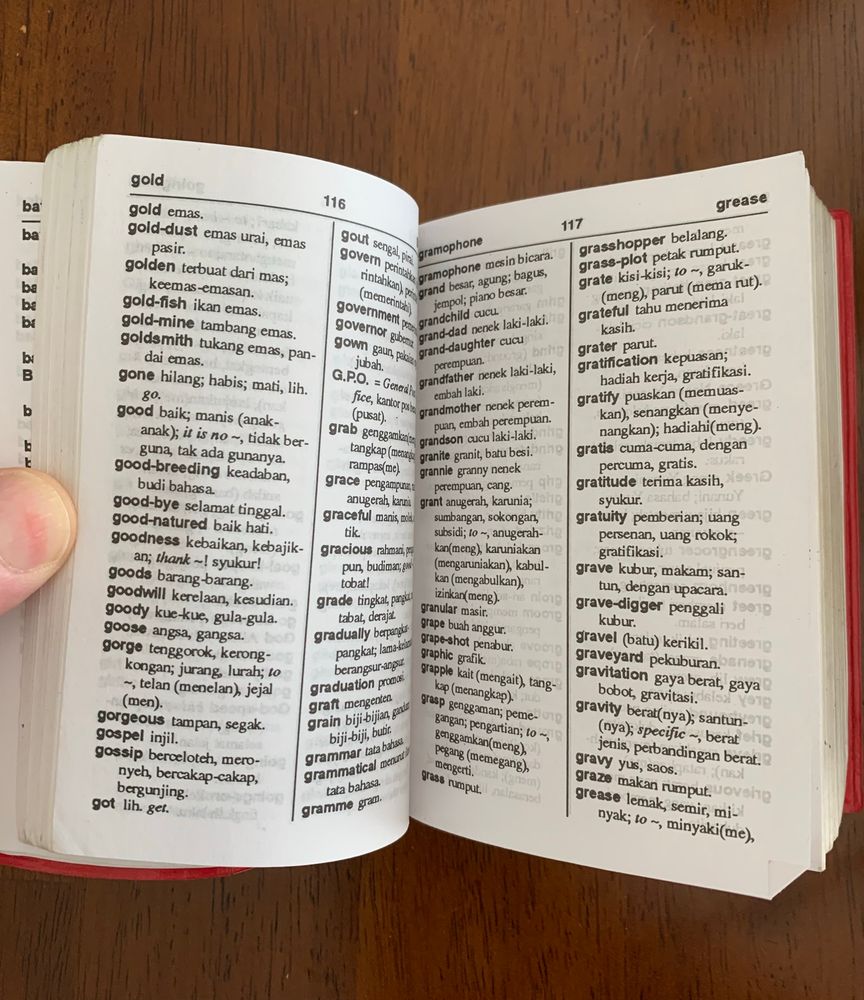 A sample of the English-Indonesian section