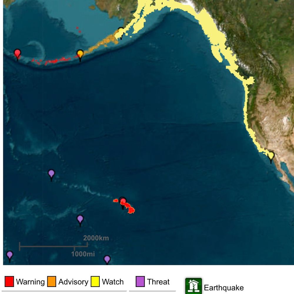 Map showing Hawaii and the west coast of North America 